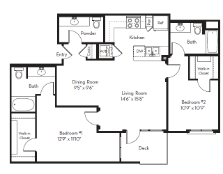 2 Bed 2.5 Bath Plan E at Apex Mission Valley, San Diego, CA