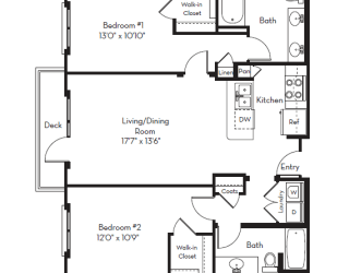 2 Bed 2 Bath Plan B at Apex Mission Valley, San Diego, CA, 92108