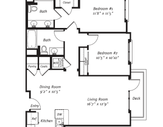 2 Bed 2 Bath Plan D at Apex Mission Valley, San Diego, CA