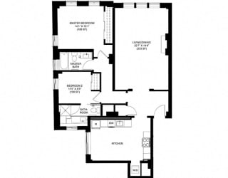 2 Bed 2 Bath Floor Plan at Park Heights by the Lake Apartments, Chicago, IL