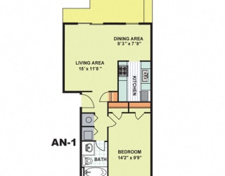 Floor Plan Deluxe One Bedroom (AN1)