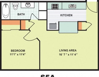 Floor Plan Standard One Bedroom (S5A)