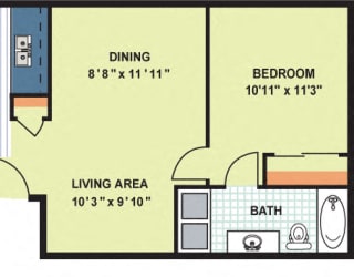Floor Plan Standard One Bedroom (S6A)