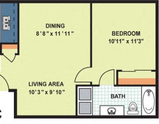 Floor Plan Standard One Bedroom (S6C)