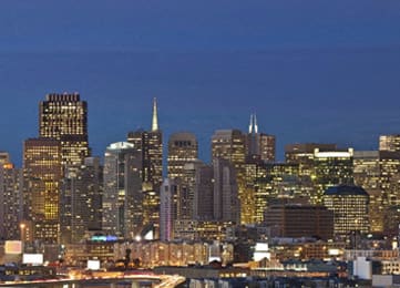 a view of the san francisco skyline at night
