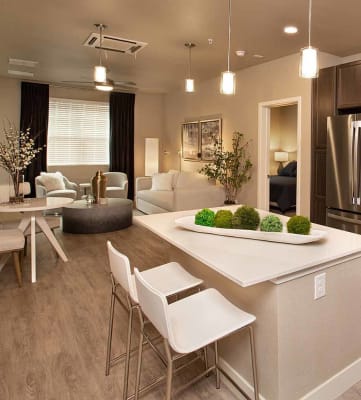 Kitchen with living room at ALLURE AT 2920, Modesto, 95356