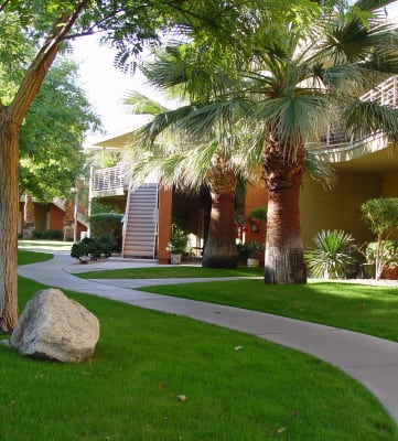 Exterior walkway and apartment building, Vista Sunrise Apartments, Palm Springs, CA
