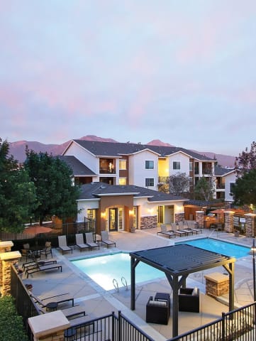 overhead view of pool area
