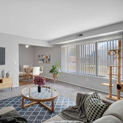 A bright living room at Warren Woods
