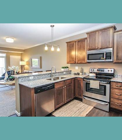 Fully Equipped Kitchen at The Flats at Cedar Grove, Minnesota, 55122