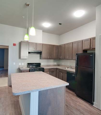 Franklin Lofts and Flats Apartment Kitchen with Island