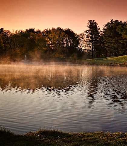 Fountain in pond