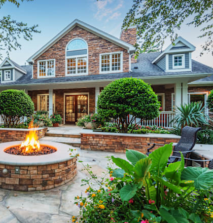 Backyard with Fire Pit at The Estates at Ballantyne, Charlotte, North Carolina