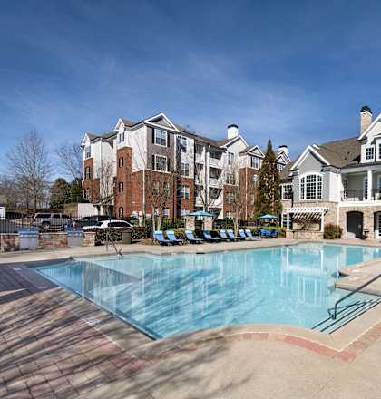 the swimming pool at the preserve apartments