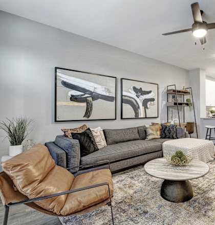 a living room with a couch and a coffee table