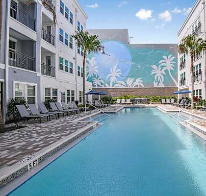 Resort-Style Swimming Pool at The Foundry Luxury Apartments in Tampa FL