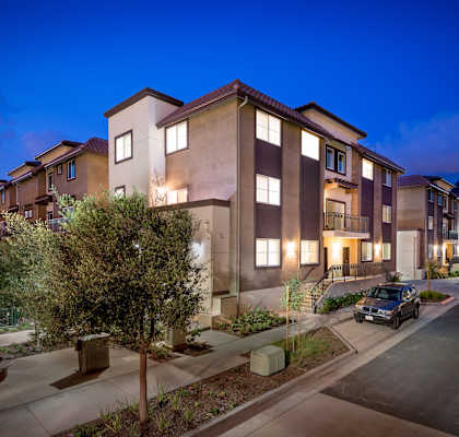 Corner street view of Rio Vista Apartments, Los Angeles, CA