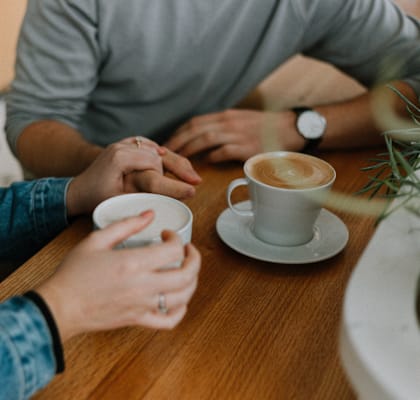 Friends Having A Coffee at Scottsdale Hayden Townhomes, Arizona, 85257