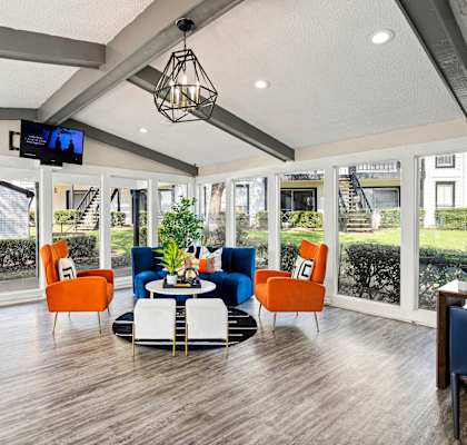 the preserve at ballantyne commons clubhouse with couches and chairs and a table at Keller Oaks, Texas ?