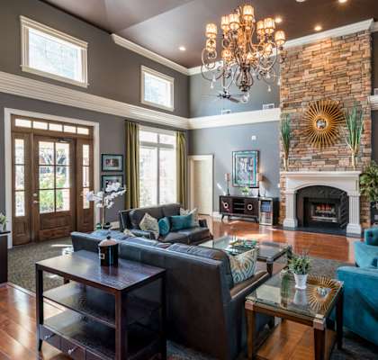 Posh Lounge Area With Fireplace In Clubhouse at Wyndchase at Aspen Grove, Tennessee, 37067