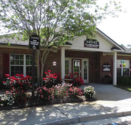 beautiful resident clubhouse with spring flowers