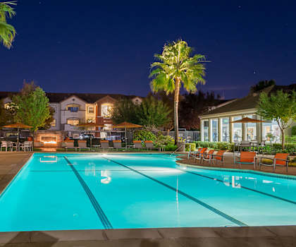 night view of pool