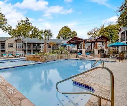 our resort style swimming pool is clean and ready for you to play in the water