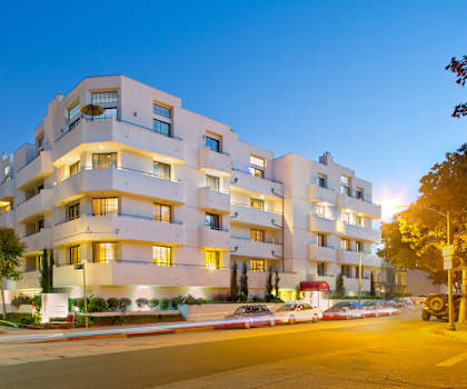 Exterior street view of an apartment building