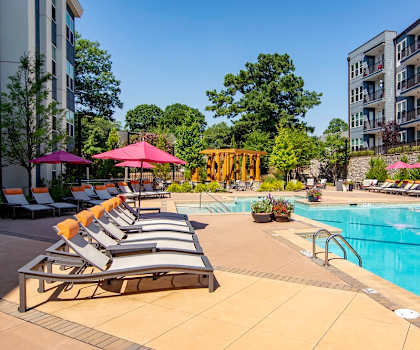 Resort-Style Pool with Cabanas and Sundeck