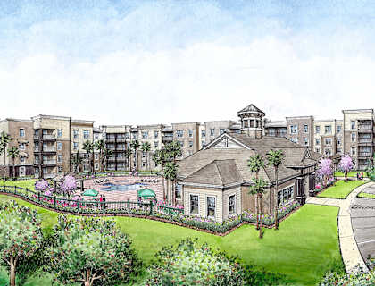 Exterior of building rendering