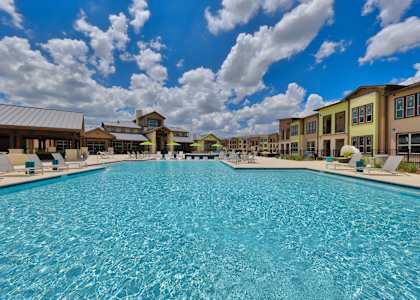 Pool view at Estraya Westover Hills, San Antonio, TX