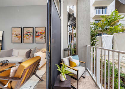 a view of the living room from the balcony