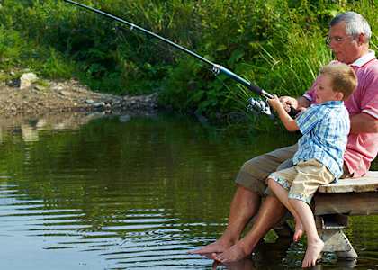 Grandpa and Boy fishing at OTAVON APARTMENTS, Novato, 94947