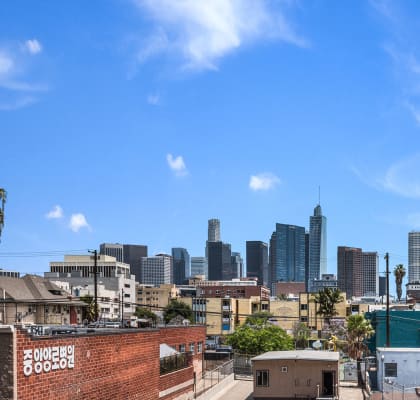 Apartment balcony view to the city from MacArthur Park Apartments