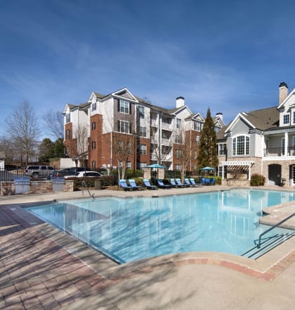 the swimming pool at the preserve apartments