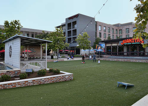 Community outdoor dining and gathering near Downtown Bryan