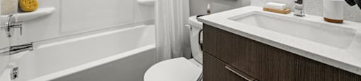 a bathroom with a sink toilet and shower and a bath tub
