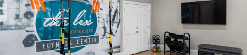 Gym room at The Lex at Brier Creek, Morrisville