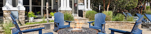 Patio with firepit at The Lex at Brier Creek, North Carolina, 27560
