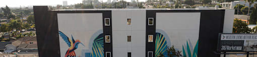 a building with a mural on the side of it