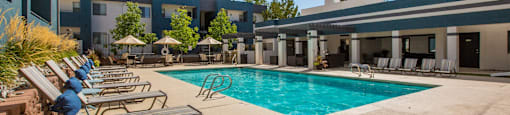 Pool With Relaxing Chairs at AYA ABQ, Albuquerque, NM, 87109