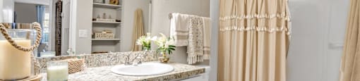 our apartments offer a bathroom with a shower  at Castilian Apartments, Orlando, FL, 32839