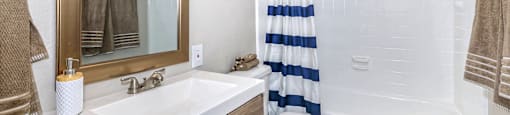 Bathroom with vanity and shower/bathtub combo