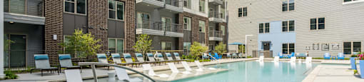 our apartments have a large swimming pool in front of our building