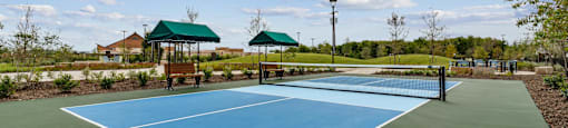 pickleball court with shade awning