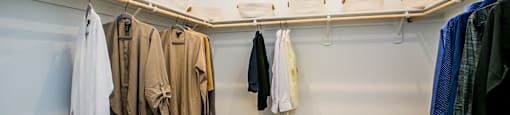 this is a photo of the walk in closet in the 690 square foot 1 bedroom apartmentat Townes at Peace Way, Las Vegas Nevada
