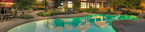 pool at dusk