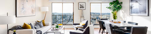 Living room area at Nob Hill Tower Apartments, San Francisco, 94109