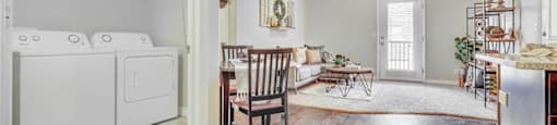 living room and laundry room