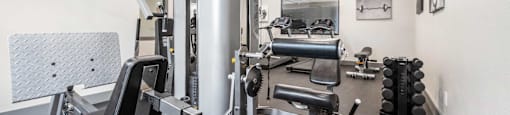 the gym at the flats at big tex apartments